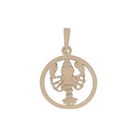 Siersbøl Krebsen stjernetegnsvedhæng i 8 eller 14 karat blankt guld – rund, 12 eller 15 mm.